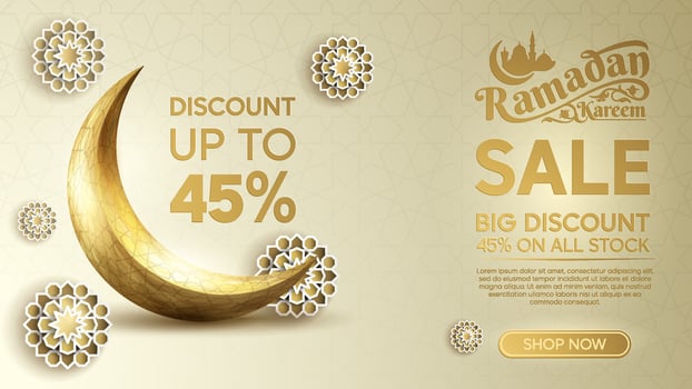Ramadan sale banner with discounts vector
