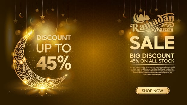 Ramadan sale banner with discounts vector