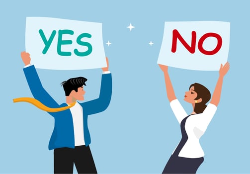 Business Decision Making Concept with Yes and No Signs Illustration vector