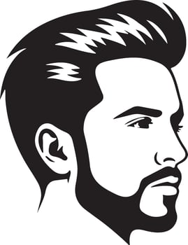 Male Face Silhouette in Retro Style illustration vector
