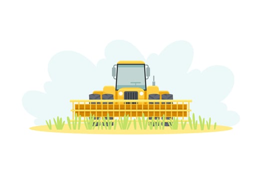 Combine harvester agricultural farming machinery illustration on white background vector