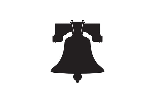 The liberty bell is shown in black and white vector