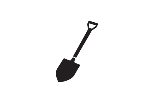 A black and white illustration of a shovel icon vector