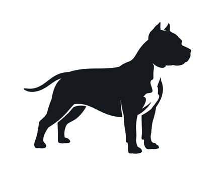 Black and white silhouette of a pit bull dog vector