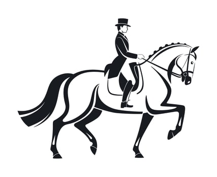 Elegant Equestrian Silhouette of a Horse and Rider in Dressage Position vector