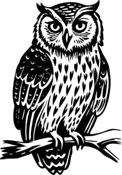 A vintage style illustration showing owl perch vector