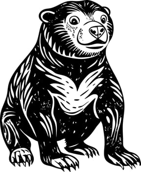 A vintage style illustration showing sun bear vector