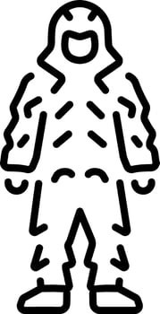 A linear style icon showing a character wearing ghillie suit vector