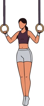 Woman Exercising on Gymnastics Rings Building Upper Body Strength and Balance Training Fitness Illustration vector