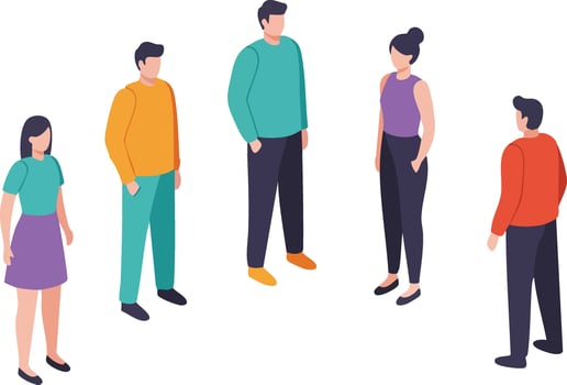 Group of diverse people standing and interacting in casual clothing illustration vector