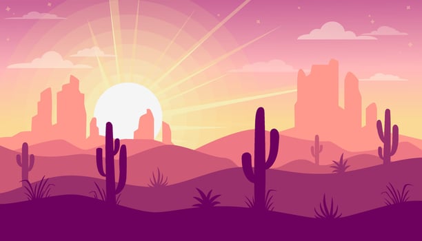 Landscape with desert and cactus vector