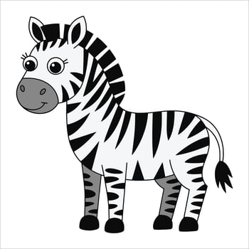 Zebra cartoon isolated on white. Striped safari animal illustration perfect for wildlife education and jungle adventure themes. vector