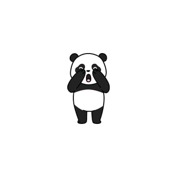 cartoon panda covering eyes vector