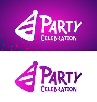 Modern Purple Gradient Party Celebration Logo for Event and Party Branding vector