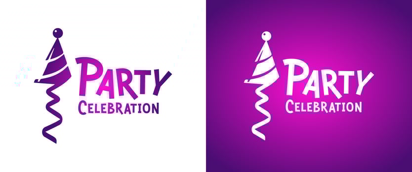 Creative Purple Gradient Party Celebration Logo for Event and Celebration Branding vector