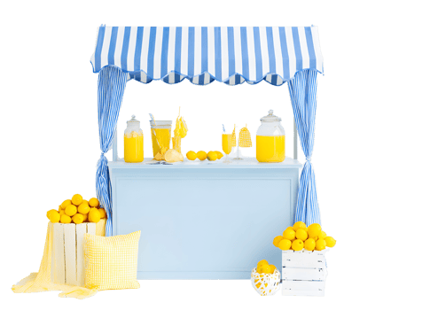 Colorful lemonade stand isolated on a transparent background for creative projects. png
