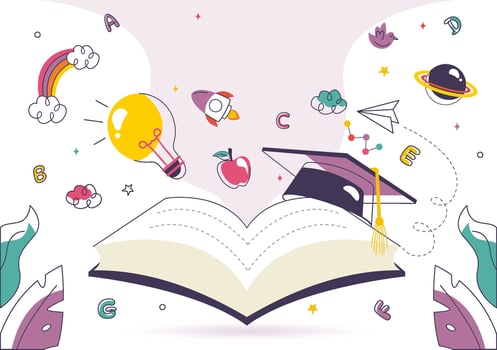 World Literacy Awareness Day Design with School Equipment and Books vector