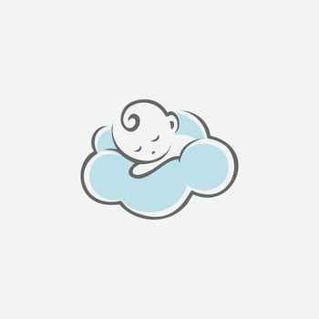 A baby sleeping in a cloud logo vector
