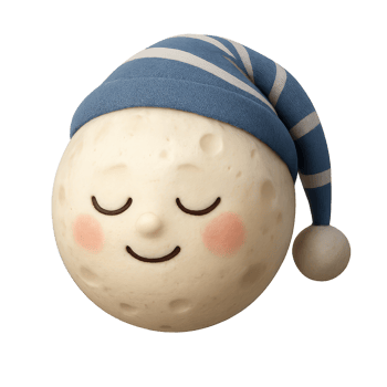 Kawaii Moon Character Dreaming in a Cozy Nighttime Setting png