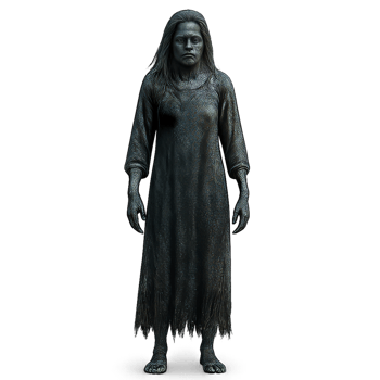 Mysterious Ghost Figure Emerging from Water in 3D Style png
