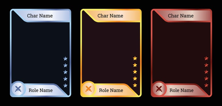 modern luxury game card frame template with blue, gold and ruby colors, for card game template, etc vector