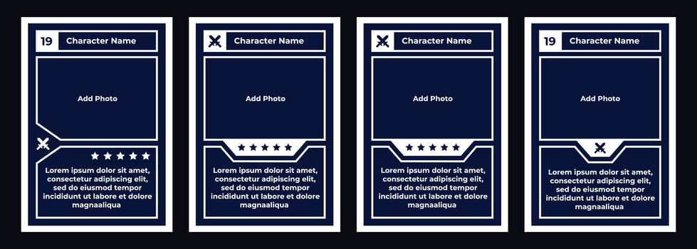 simple card game template with orange line and blue background for game, play card vector