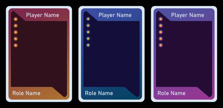 complete design card game template and two color blend. for card template, playing cards and game design. for tcg, player card, etc. vector