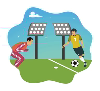 A thrilling penalty kick by a soccer player. vector