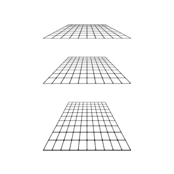 Flat grid surface set. Rectangle horizontal plane in different perspective. Different angles design element collection vector