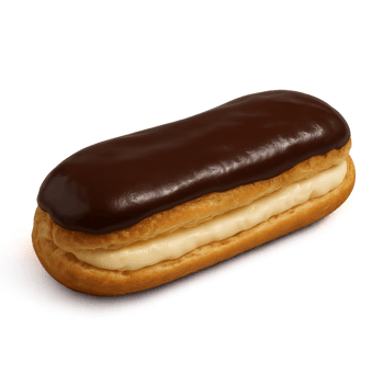 Chocolate Eclair with Cream Filling on a Neutral Background png