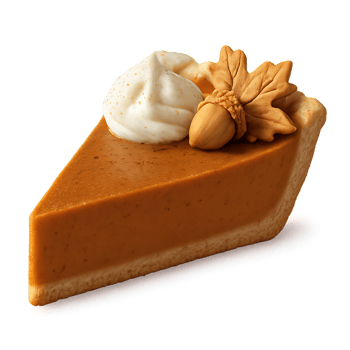 Delicious Pumpkin Pie Slice with Whipped Cream and Garnish png