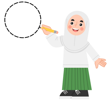 Illustration of happy hijab girl learning geometric shapes. Illustration of Indonesian elementary school students png