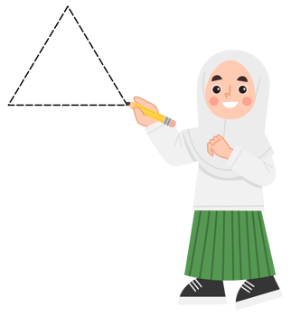 Illustration of cheerful hijab girl learning geometric shapes. Illustration of Indonesian elementary school students png