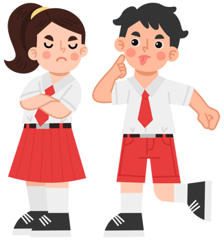 Illustration of a boy teasing a girl png