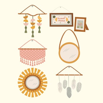 Colorful wall decor items for home vector