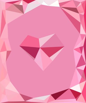 polygonal red and pink cover with heart vector