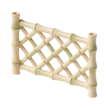 A beige and green bamboo fence isolated on transparent background png