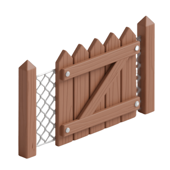 A wooden farm gate isolated on transparent background png