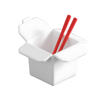 A takeout box with chopsticks isolated on transparent background png