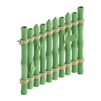 Green bamboo panpipe with leaves isolated on transparent background png