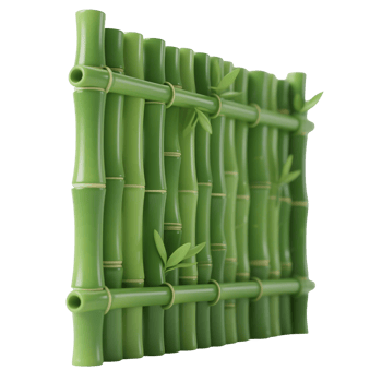 A green bamboo fence isolated on transparent background png