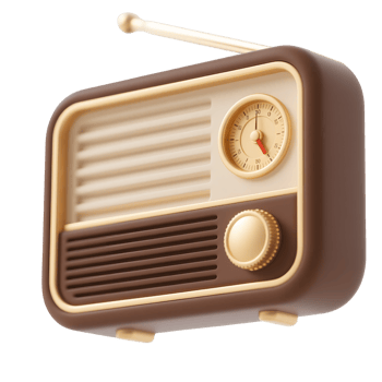 A retro brown radio isolated on transparent background png