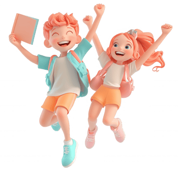 Jubilant 3d student icon leaping skyward, holding academic book, celebrating success on clean transparent background png