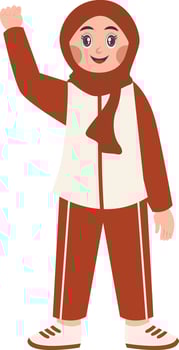 Hijab Girl Holding Indonesian Flag. vector
