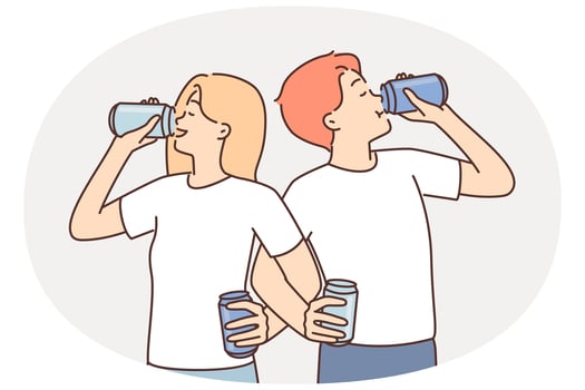 Couple sipping drinks together illustration vector