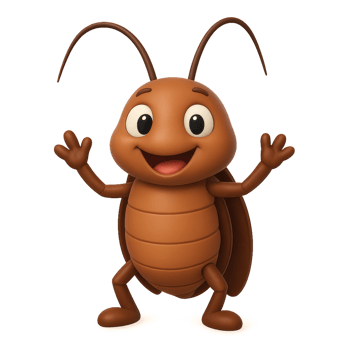 Cartoon 3D Cockroach Character with Cheerful Expression and Simple Design png