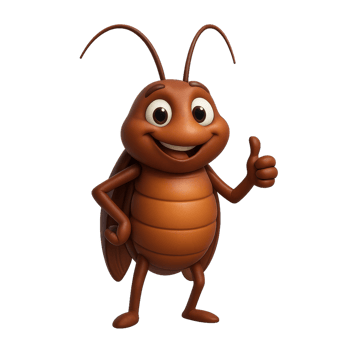 Cartoon 3D Cockroach Character with Friendly Expression in Simple Style png