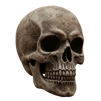 Realistic Human Skull Model with Cracks for Educational Purposes png