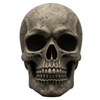 Realistic Human Skull with Cracks and Detailed Texture for Study png