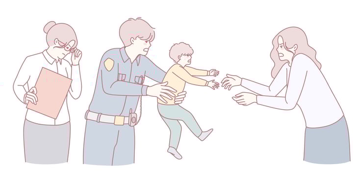 The Process of Child Custody Exchange That Involves Parents and Relevant Authorities Involved vector